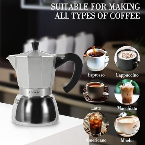LAOION Stovetop Espresso Maker, 6Cup Moka Pot, Espresso Machine - Image 5