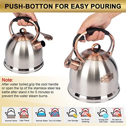 Whistling Stovetop Tea Kettle Food Grade Stainless Steel, Hot Water Fast to Boil for Stove Top-3.0Q - Image 5