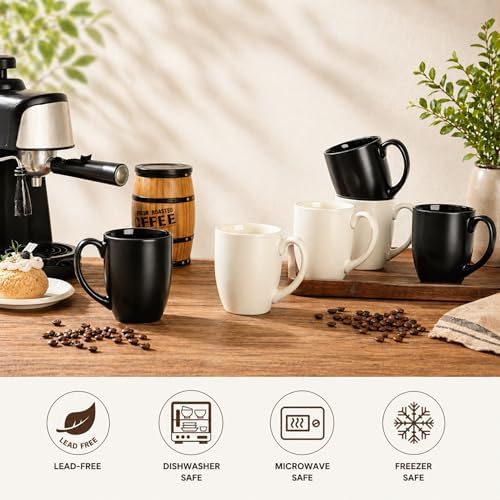 AmorArc 16 oz Coffee Mugs Set of 6, Large Ceramic Coffee Cups-Light Beige - Image 4