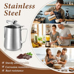 2 Pcs 33 Oz/ 1 L Stainless Steel Pitcher with Lid Milk Frothing Jug - Image 5