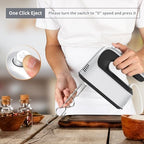 Yomelo 9-Speed Digital Hand Mixer Electric, 400W Powerful DC Motor, Hand Mixer Electric Handheld with Snap-On Storage Case, 5 Stainless Steel Accessories, Beaters, Dough Hooks, Whisk(Silvery Black) - Image 5