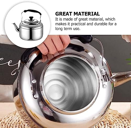 Stove Top Kettle Tea Kettle Stovetop Whistling Tea Kettle Stainless Steel Whistling Teapot Camping Induction Tea Kettle for Gas Stove Teapot (5L) - Image 3