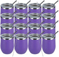 MEWAY 12oz Wine Tumbler 16 Pack Bulk Gifts for Women,Double Wall Vacuum Stainless Steel Travel Mug with Lid,Insulated Stemless Wine Cup Glass for Coffee,Cocktails,Drinks(Purple,Set of 16) by MEWAY