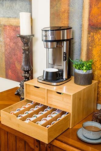BAMBOO LAND- Extra Large Bamboo K Cup Holder for Counter, 2-Tier K-Cup Organizer Drawer - Image 2