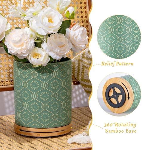 TEATALK Ceramic Canister with Airtight Lid, Cookie & Coffee Canister for Countertop, Food Storage Jar for Sugar, Tea, Matcha, Candy, Coffee Bean Container, Green,7.7"+5.7" - Image 4