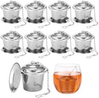 Loose Leaf Tea Infusers, 9 Pcs Stainless Steel Mesh Strainers, Fine Mesh Filters With Hook Chain And Drip Trays, Metal Steepers For Tea, Coffee, Spices by YHomU