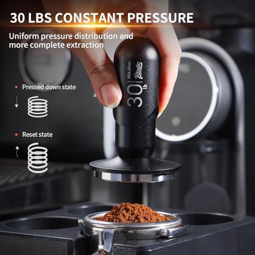 Bincoo Espresso Coffee Tamper 51mm,30lb Spring-Loaded Calibrated Tamper-Stainless Steel Base Espresso Coffee Tamper for Barista Home Coffee Espresso Accessories (Black, 51mm) - Image 2