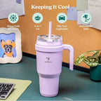 REDUCE 40 oz Stainless Steel Tumbler with Handle - Dual-Wall Vacuum Insulated Travel Mug, Sweat-Proof Lid & Reusable Straw - Keeps Drinks Cold for 24 Hrs, Fits Cupholders, Dishwasher Safe - Papaya - Image 3