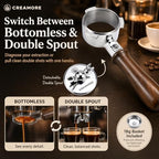 Espresso Accessories, 54mm Bottomless Portafilter with Detachable Double Spout, 18g ARCFLOW™ Filter Basket, 3-Ear Design, Walnut Wood Handle, Compatible with Breville 54mm Espresso Machines - Image 3