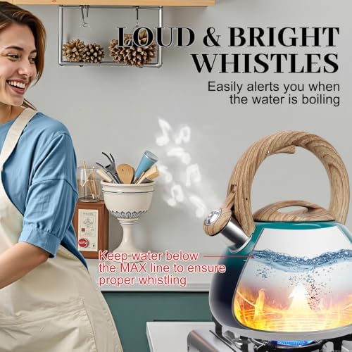 MARSKITOP Tea Kettle Teapot for Stovetop, Stainless Steel, 2.6 Quart, Green - Image 4