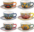 Henten Home 8.5 oz Ceramic Cappuccino Cups, Latte Cup with Saucers Set of 6 by HentenHome