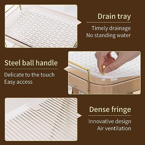 Seoneiro Whiskey Tray, Glass Cup Rack, Mug Holder, Coffee Cup Organizer, Bathroom Countertop with Drain Board Wine Glass Decorative Organizer, Food Tray, Kitchen Spice Rack - Image 3