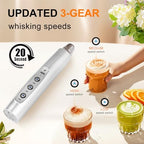YUSWKO Handheld Milk Frother Wand for Coffee, Rechargeable Electric Whisk - Image 3