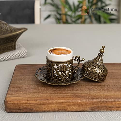 Alisveristime Lale Turkish Coffee Set with 6 Cups and Tray (Autentic Green) - Image 2