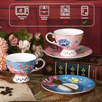 KAMMAK Tea Cups and Saucers Set of 2, Fine Bone China Coffee Cups, GH019 - Image 2