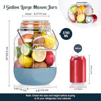 2 Pack 1 Gallon Glass Jar with Airtight Lid, 4.3 '' Wide Mouth - Image 2