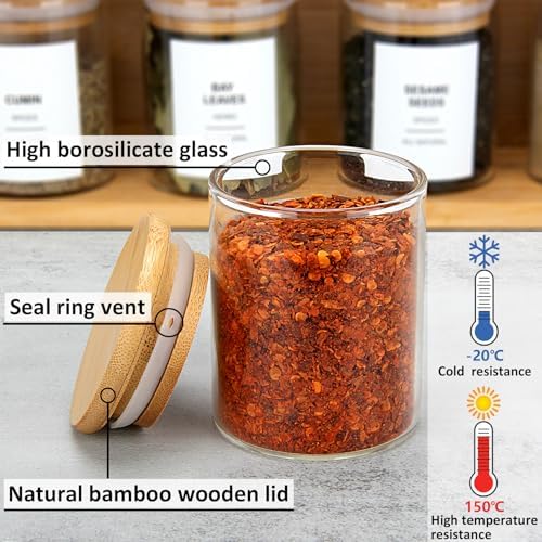 EgticHome 4OZ Glass Spice Jars with Bamboo Lids and 315 Labels, 32 Pcs Clear Food Storage Containers for Kitchen Sugar Salt Coffee Tea Beans - Image 5
