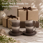 DOWAN 6 oz Espresso Cups with Saucers Set, Porcelain Cappuccino Coffee Cups for Latte, Mocha & Tea, Elegant Ceramic Coffee Cup Set for Home Cafe, Coffee Bar Accessories & Gifts - Image 7