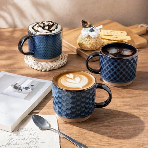 GBhome 12 OZ Stackable Coffee Mugs Set of 4, Ceramic Coffee Cups Set - Image 7