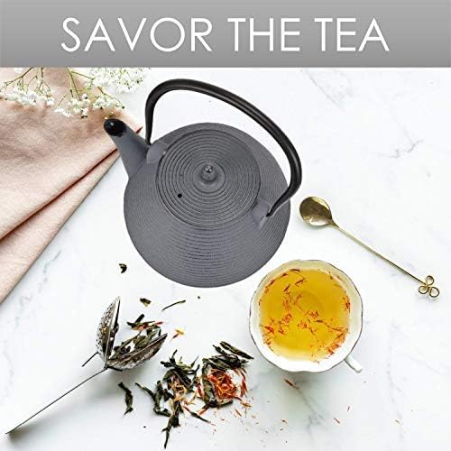 Hokkaido Cast Iron Enamel Teapot With Stainless Infuser, Dark Grey, 67 Ounces - Image 3