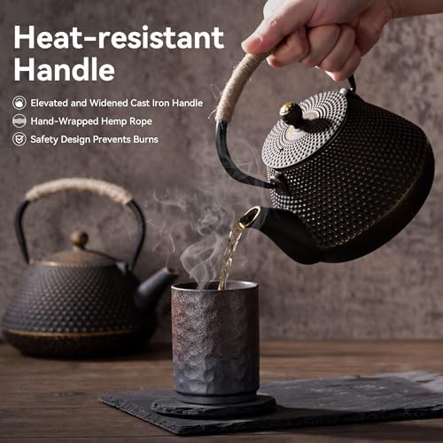Cast Iron Tea pot, 34oz Japanese Tetsubin Teapot with Infuser for Stove Top, Tea Kettle Coated with Enameled Interior for Loose Leaf and Tea Bags, Ideal for Tea Steeper - Image 2