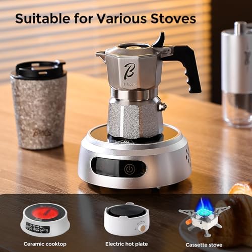 Bincoo Small Italian Moka Pot 1 Cup - Stovetop Espresso Maker for Rich Coffee,316 Stainless Steel - Three-Valve Pressure Boosting Design (1, Cups) - Image 2