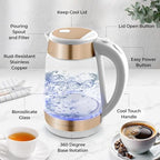 Zulay Kitchen Fast Boiling Electric Water Kettle - 1.7L, 1500W, Auto Shut-Off for Overboil & Boil Dry Protection, Cool-Touch Handle, 360° Base - Rapid Teapot Boiler For Coffee & Tea - White Copper - Image 5