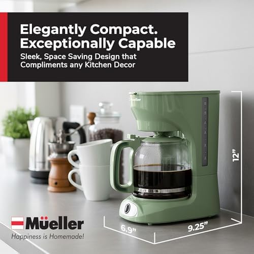 MUELLER HOME 12-Cup Drip Coffee Maker, Green, Borosilicate Carafe - Image 7