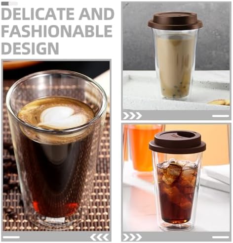 KALLORY Borosilicate Glass Coffee Mug Double Wall 350ml with Silicone Lid - Image 6