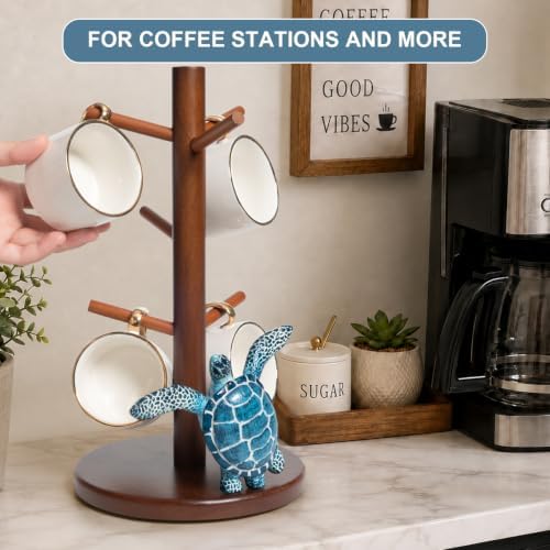 Sea Turtle Decor Wooden Mug Tree Cup Stand Beach Ocean Coastal Home Decor - Image 4