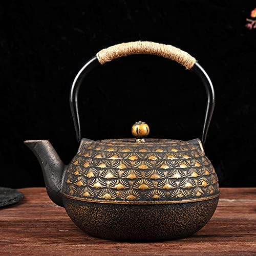 Tea Kettle,Cast Iron Teapot in Japanese Style,Tetsubin Tea Kettle with Stainless Steel Infuser,1.8L Die Casting Pattern Stove Safe Kettles,Traditional Iron Teapots(Color:Scalloped bronze) (Size : Sca by Unknown