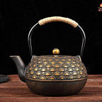 Tea Kettle,Cast Iron Teapot in Japanese Style,Tetsubin Tea Kettle with Stainless Steel Infuser,1.8L Die Casting Pattern Stove Safe Kettles,Traditional Iron Teapots(Color:Scalloped bronze) (Size : Sca by Unknown