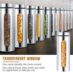Mimorou 3 Pcs Stainless Steel Canister Set with Glass Windows Visible Storage Jars Silver Kitchen Canister Set for Pasta Flour Oat Sugar Container, Kitchen Tools, Housewarming Gifts(60 oz) - Image 4