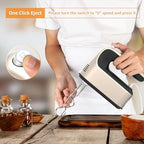 Yomelo 9-Speed Digital Hand Mixer Electric, 400W Powerful DC Motor, Hand Mixer Electric Handheld with Snap-On Storage Case, 5 Stainless Steel Accessories, Beaters, Dough Hooks, Whisk(Champagne Gold) - Image 5
