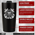 Military Gift Shop 20oz Coast Guard Tumbler, Double-Walled Insulated Steel USCG Coffee Mug with Lid | Coast Guard Gifts | Coast Guard 20oz Tumbler - Image 2