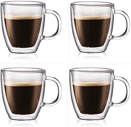 [Set of 4] 10 oz Double Wall Ultra Clear Insulated Coffee Mugs Espresso Mocha Green Black Tea Cups, Real Borosilicate Glass Hot/Cold - Image 6