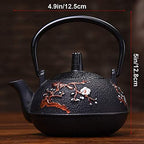 Classic tea kettle, Cast Iron Teapot,Small Japanese Cast Iron Teapot with Stainless Steel Infuser for One Person, Antique Tetsubin Tea Kettle for Loose Leaf Tea, Black 290ML - Image 2