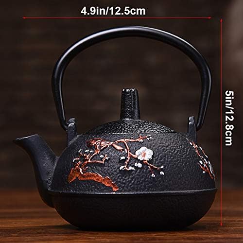 Classic tea kettle, Cast Iron Teapot,Small Japanese Cast Iron Teapot with Stainless Steel Infuser for One Person, Antique Tetsubin Tea Kettle for Loose Leaf Tea, Black 290ML - Image 2