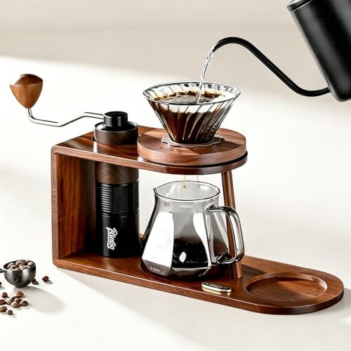 Bincoo Universal Coffee Stand, Acacia Wood Pour Over Coffee Caddy & Espresso Machine Stand, Coffee Bar Station Organizer Stand Caddy for Pour Over Maker & Manual Coffee Grinder by Bincoo