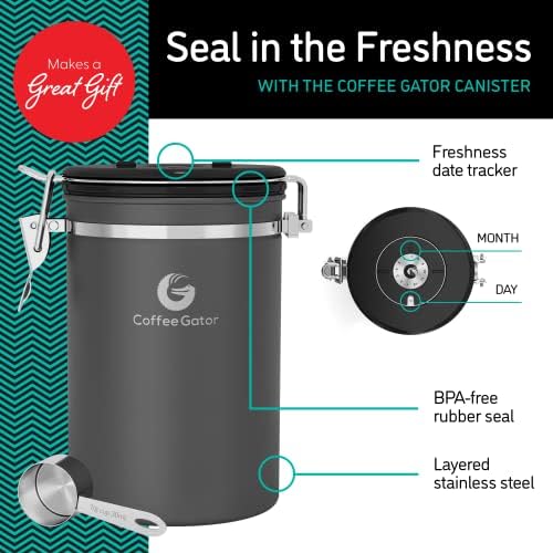 Coffee Gator French Press Coffee Maker 34oz Silver and Coffee Canister - 22oz, Airtight Stainless Steel Kitchen Food - Image 7