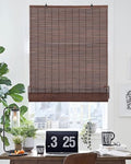 60" W x 72" H Cordless Bamboo Roman Shades for Interior, Coffee by Chryeiiu