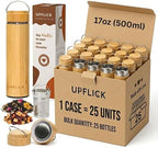 Bamboo Tea Tumbler with Infuser for Loose Tea 17 oz 25 unit Leak Proof, Double Wall, Wide Mouth, Vacuum Insulated, Ecofriendly Stainless Steal Insulated Bottle by UPFLICK
