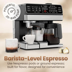 Chefman Coffee Maker Espresso Machine Combo, 8-in-1 Coffee Station with Automatic Milk Frother for Lattes, Cappuccinos, Macchiatos, 20-Bar Pump, 12-Cup Carafe & 3L Water Tank - Black - Image 4