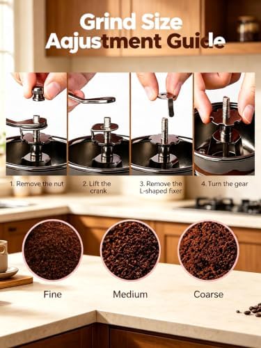 Manual Coffee Grinder with Ceramic Burr, Solid Wood - Image 5