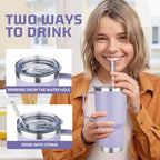 20 oz Tumbler with Handle Stainless Steel Insulated Coffee Mug Tumbler with Lid and Straw Double Wall Vacuum Insulated Coffee Mug Leak Proof Travel Tumbler for Hot and Cold Drink (Pale Purple,4pack) - Image 4
