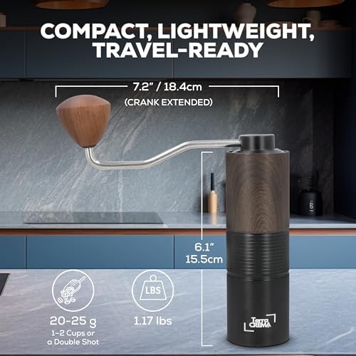 Manual Coffee Grinder – Precision Stainless Steel Conical Burr Hand Grinder for Espresso, Pour Over, French Press & Aeropress – All-in-One Travel Kit with Carry Case, Brush & Air Blower - Image 4