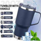 20oz Insulated Tumbler with Handle Stainless Steel Travel Coffee Mug with Lid and Straw Double Wall Vacuum Leak-proof Reusable Thermal Water Cup for Hot and Cold Drinks (Multicolor-8,6 Pack) - Image 3