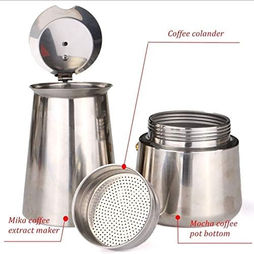 Stainless Steel Espresso Maker Stovetop Coffee Percolator Italian Coffee Maker Moka Pot (4 Cup - 200 ml, Silver) - Image 6