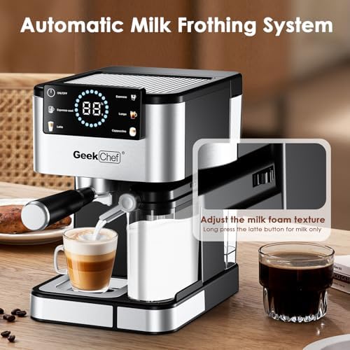 Geek Chef Espresso Machine 20 Bar, Cappuccino Coffee Maker with Frother - Image 3