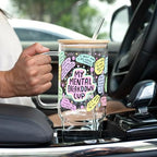 Sip-Sip Hooray! Mental Health Affirmations 40oz Glass Tumbler with Lid - Image 5